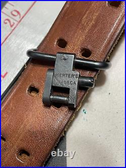 Vintage 1960s 1970s M1 Garand 1 1/8 Leather Rifle Sling HERTER'S Swivels