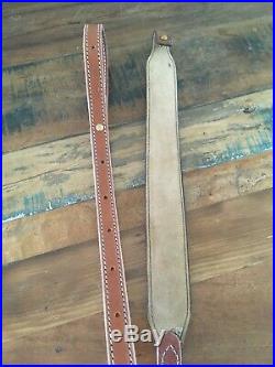 Vintage 1970's Brown Leather Rifle Sling Stamped with Buck Deer Nature Padded