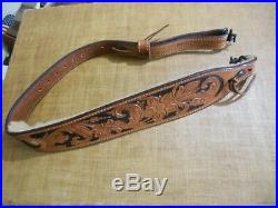 Vintage Bianchi Cobra Grande floral rifle sling swiivels shearling lined 34-38