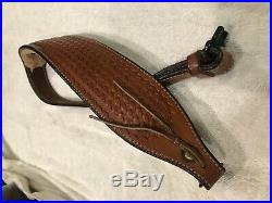Vintage Bianchi Grande Leather Cobra Rifle Sling WithSwivels Basketweave