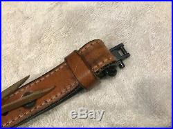 Vintage Bianchi Grande Leather Cobra Rifle Sling WithSwivels Basketweave
