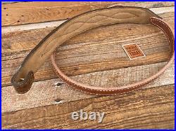 Vintage Brown Leather Padded Figure Eight Stitched Decorative Rifle Sling