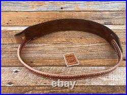 Vintage Brown Leather Suede Lined Border Stamped Decorative Rifle Sling