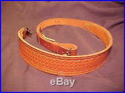Vintage Bucheimer 77A-W Cobra Type Rifle Sling Leather Basket weave withSwivels