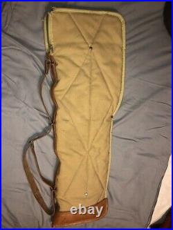 Vintage Classic LL Bean Canvas & Leather Gun Rifle Case With Sling 29, 2 Part