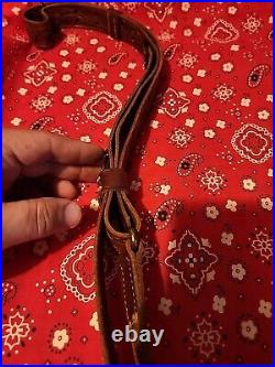 Vintage George Lawrence 5f Heavily Tooled Leather Buckle Rifle Sling W Swivels