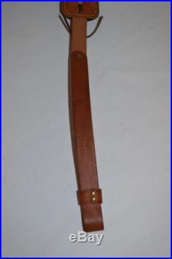 Vintage HUNTER Carved Leather Rifle Gun Sling w Deer Head & Padded Shoulder