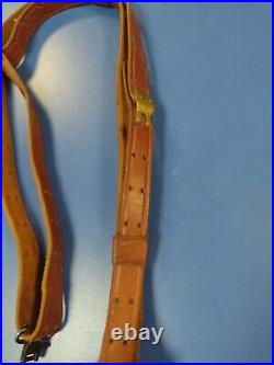 Vintage Hunter Leather Rifle Sling & Brass Fittings With Steel Swivel Hunting Gun