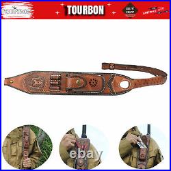 Vintage Leather Rifle Sling 308win Ammo Carry Strap Knife Sheath Pocket-TOURBON