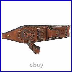 Vintage Leather Rifle Sling 308win Ammo Carry Strap Knife Sheath Pocket-TOURBON