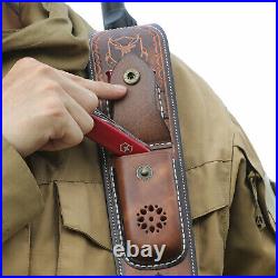 Vintage Leather Rifle Sling 308win Ammo Carry Strap Knife Sheath Pocket-TOURBON