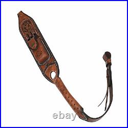 Vintage Leather Rifle Sling 308win Ammo Carry Strap Knife Sheath Pocket-TOURBON