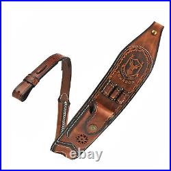 Vintage Leather Rifle Sling 308win Ammo Carry Strap Knife Sheath Pocket-TOURBON