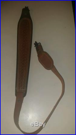 Vintage Leather gun strap Brown deer hunter rifle sling