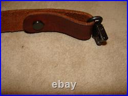 Vintage Marlin Brown Leather Rifle Sling with Swivels Man on Horseback OEM