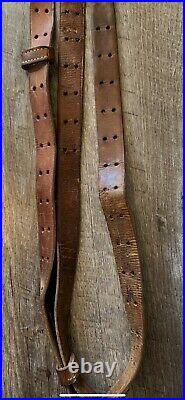 Vintage Military Leather Rifle Sling, Brass, Springfield 1903, Garand Wwi Wwii