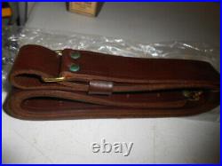 Vintage Oiled Leather Rifle Gun Sling 1-1/4 Wide in original box USA made