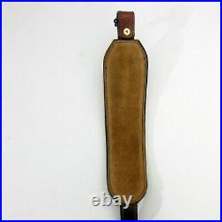 Vintage Padded Leather Rifle Sling with Swivels Embossed Whitetail Deer Design