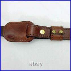 Vintage Padded Leather Rifle Sling with Swivels Embossed Whitetail Deer Design