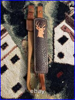 Vintage Pathfinder Tooled Leather Padded Hunting Rifle Gun Sling Strap