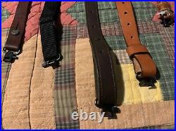 Vintage Rifle Sling Total Of 12 Carry Strapsleather And Synthetic Lot #1