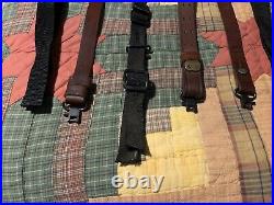 Vintage Rifle Sling Total Of 12 Carry Strapsleather And Synthetic Lot #1