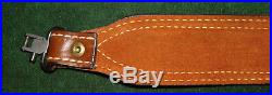 Vintage TOREL Leather Rifle Sling With Blued Steel Detachable Swivels