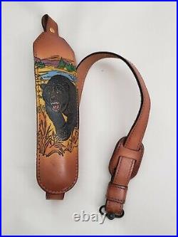 Vintage Torel Tooled Leather Rifle Sling #4753 Embossed Bear
