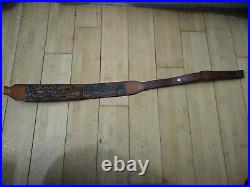 Vintage Used tooled leather rifle sling with hunting scene