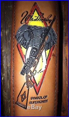 Vintage Weatherby Elephant Head Leather Rifle Sling. Rare