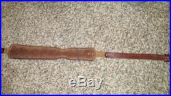 Vintage hunter leather rifle sling padded shoulder deer oak acorns withswivels