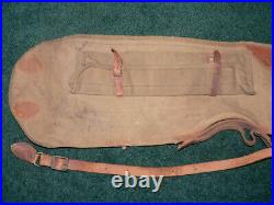 Vtg ANTIQUE WWI RIFLE PACK BAG CARRIER CANVAS LEATHER SHEATH SCABBARD SLING