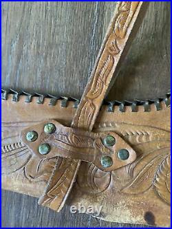 Vtg Hand Tooled Leather RIFLE CASE Saddle SCABBARD Sling Straps Antique Western