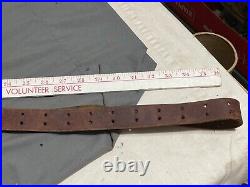 Vtg WWI WWII leather 1.25 wide RIFLE SLING steel hook M1907 M1903 Garand Spring
