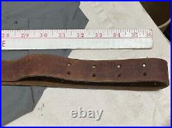 Vtg WWI WWII leather 1.25 wide RIFLE SLING steel hook M1907 M1903 Garand Spring