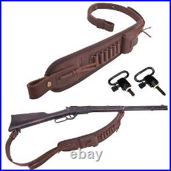 WAYNE'S DOG Handmade Leather Ammo Holder Gun Sling Rifle Strap Fit for. 30-30.357