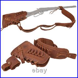 WAYNE'S DOG No Drill Leather RIFLE Buttstock, Matched Sling, Loop. 357.30/30