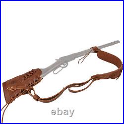 WAYNE'S DOG No Drill Leather RIFLE Buttstock, Matched Sling, Loop. 357.30/30