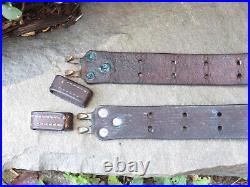 WWII M1 GARAND 1903 LEATHER SLING w BRASS FROGS NICE LOOKING #4