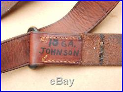 WWII M1 Garand 1903 Springfield Leather Rifle Sling marked JOHNSON 10 GA