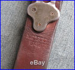 WWII M1 Garand & Springfield 1903 Rifle Leather Sling, 1943 Milsco