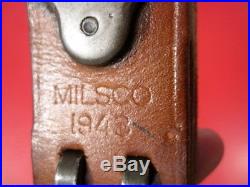 WWII US M1907 Leather Sling M1903 Springfield M1 Garand Rifle Marked Milsco 1943