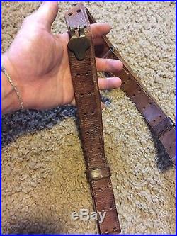 WWII US Military Leather Rifle Sling for M1 Garand & 1903 Rifle, 1944 Date
