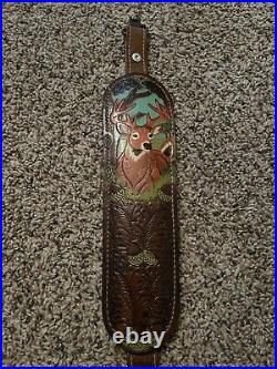 Walker rifle sling painted deer scene