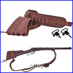 Wayne's Dog Leather Buttstock with Gun Ammo Holder Sling+Swivels Hunting Gifts