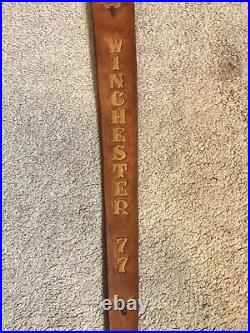 Winchester 77 Custom Leather Rifle Sling Hand Tooled And Made in the USA