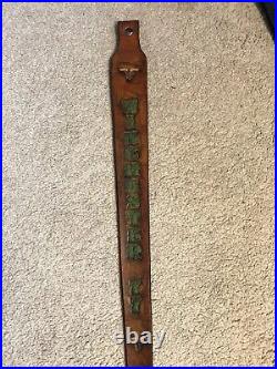 Winchester 77 Custom Leather Rifle Sling Hand Tooled And Made in the USA