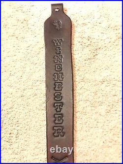 Winchester Custom Leather Rifle Sling Hand Tooled And Made in the USA